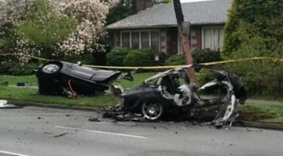 Aşa arată un Audi A7 rupt în două şi ars! Iar şoferul a supravieţuit! - Photo