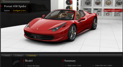 Ferrari prezintă configuratorul online pentru 458 Spider - Photo