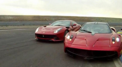 Ferrari F12 Berlinetta se întâlneşte pe circuit cu Pagani Huayra - Photo
