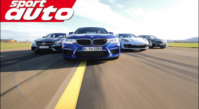 VIDEO: BMW M5 vs E63 AMG vs Panamera Turbo S și Cadillac CTS-V, de la zero la 300 kmh! - Photo