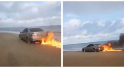 Și-a incendiat Mercedes-ul pentru Share și Like, în direct pe Facebook! (VIDEO) - Photo