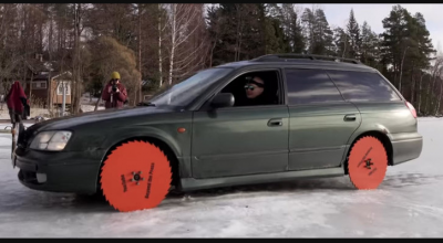 Când iarna e prea lungă și te plictisești - schimbi roțile pe pânze de fierăstrău circular! (VIDEO) - Photo