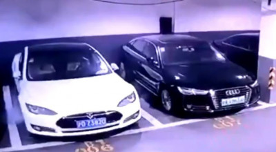 (VIDEO) O Tesla Model S i-a foc din senin într-o parcare subterană! Specialiștii explică motivul incendiului - Photo