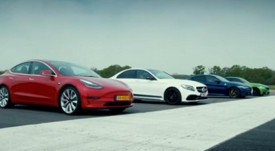 (VIDEO) Tesla Model 3 este pusă la start cu cele mai potente berline din lume! Rezultatul te va uimi - Photo