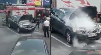 Un Volvo a luat foc în capitală. Coincidență? Anterior suedezii au făcut recall pentru 500.000 de mașini cu risc de incendiu! - Photo