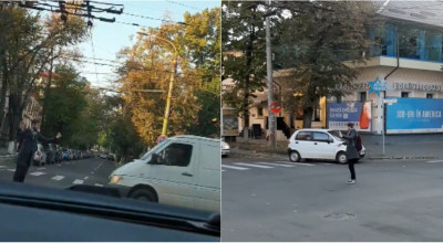 (VIDEO) O dimineață frumoasă cu fapte bune! Un tânăr surprins în timp ce dirija traficul pe o stradă din Chișinău - Photo