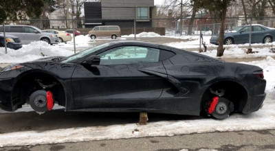 Noul Chevrolet Corvette încă nu a început să fie livrat clienților, însă hoții deja au reușit să-i fure roțile! - Photo