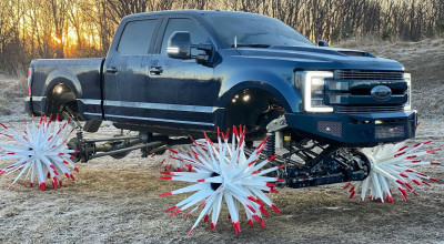 (VIDEO) Nu e Photoshop! Cele mai neobișnuite ”roți” din lume au fost montate pe un Ford F-350 - Photo