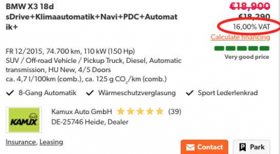 TVA-ul deductibil pentru mașinile importate din Germania, s-a redus, de la 19% la 16% - Photo
