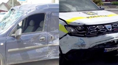 (VIDEO) O mașină s-a răsturnat după ce a fost lovită violent de un Duster al Inspectoratului de Poliție Bălți! - Photo