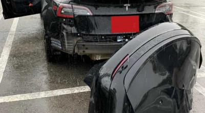 Bara unui Tesla Model 3 s-a desprins din mers! Reprezentanții costructorului au spus că ”așa a fost voia lui Dumnezeu” - Photo