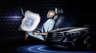 Noul S-Class W223 va fi primul model cu airbag-uri destinate pasagerilor din spate pentru protecție în cazul accidentelor frontale! - Photo
