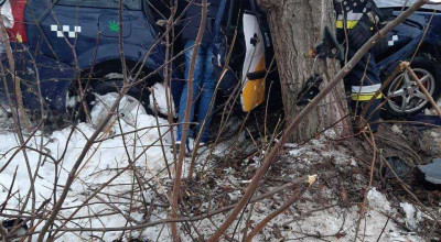 Un taximetru s-a izbit violent într-un copac la Anenii Noi. Pasagerul a fost descarcerat - Photo