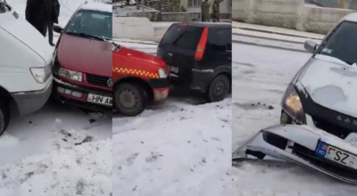 Accident în lanț la Hîncești! 10 mașini s-au ciocnit din cauza carosabilului înzăpezit - Photo