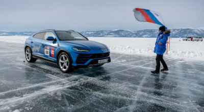 Lamborghini Urus a stabilit un record mondial de viteză pe gheață. Cursa a avut loc pe lacul Baikal din Rusia - Photo