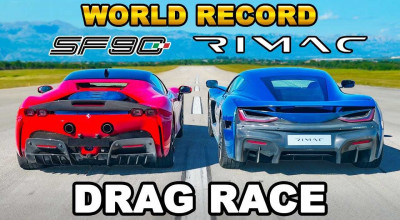 Drag Racing epic: Ferrari SF90 de 1.000 CP versus Rimac Nevera de 1.914 CP și 2.360 Nm - Photo