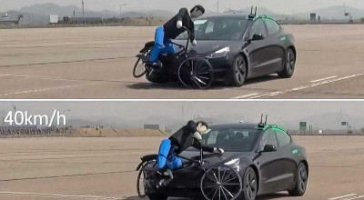 Tesla Model 3 a eșuat testul de impact cu un biciclist, organizat de specialiștii din Coreea de Sud - Photo