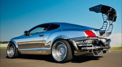 Cel mai extrem tunat Bentley Continental GT vine din Rusia: folie cromată, eșapament unic și eleron imens!  Cel mai extrem tunat Bentley Continental GT vine din Rusia: folie cromată, eșapament unic și eleron imens! - Photo