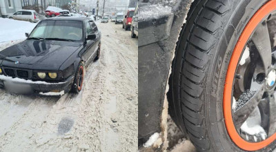În condiții de drumuri înzăpezite și gheață, unii șoferi mai au tupeul să iasă la drum cu anvelope de vară! - Photo