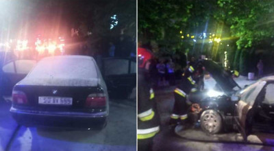 Un BMW a fost cuprins de flăcări în sectorul Râșcani al capitalei! - Photo