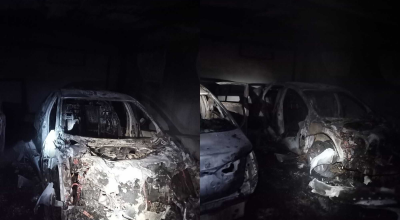 (FOTO) 3 automobile au ars în parcarea unui bloc din capitală! Mașinile sunt daună totală - Photo