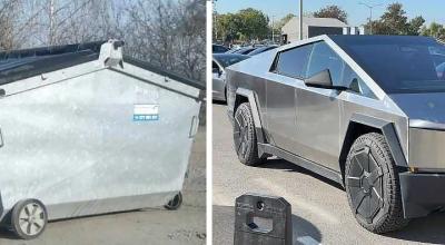 Ratonii confundă containerele de gunoi cu Tesla Cybertruck și deteriorează camionetele electrice - Photo