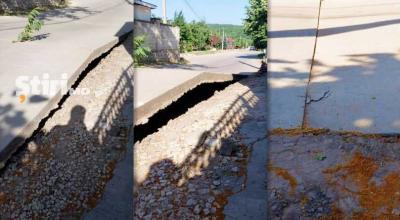 Nici drumurile nu rezistă pe caniculă. Mai multe plăci din beton s-au ridicat deasupra carosabilului - Photo