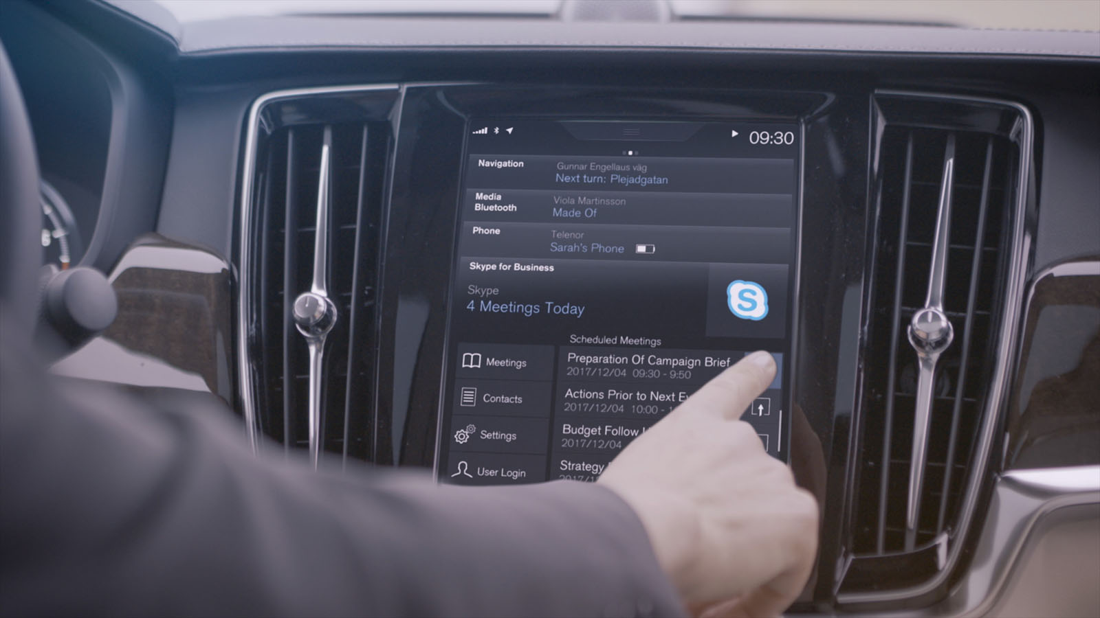 Join Skype for Business meeting in a Volvo car